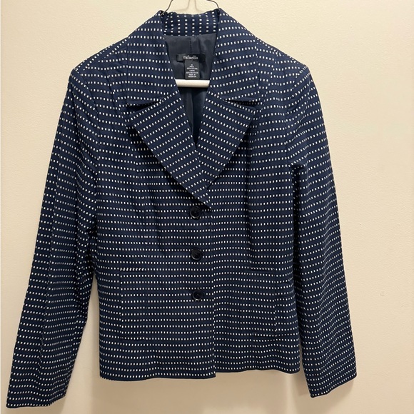 Rafaella Blue and White Polka Dot Striped Blazer Size 10 Excellent Condition - Picture 2 of 9